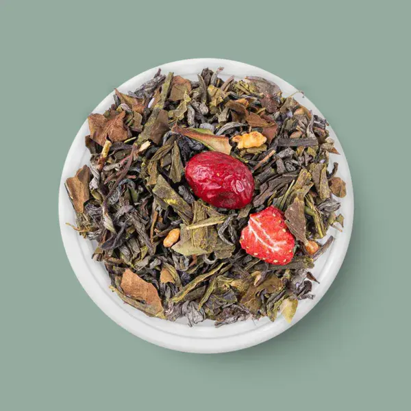 Grüner Tee - Erdbeer-Cranberry-Genuss, BIO - 75 g - Tee in Schale