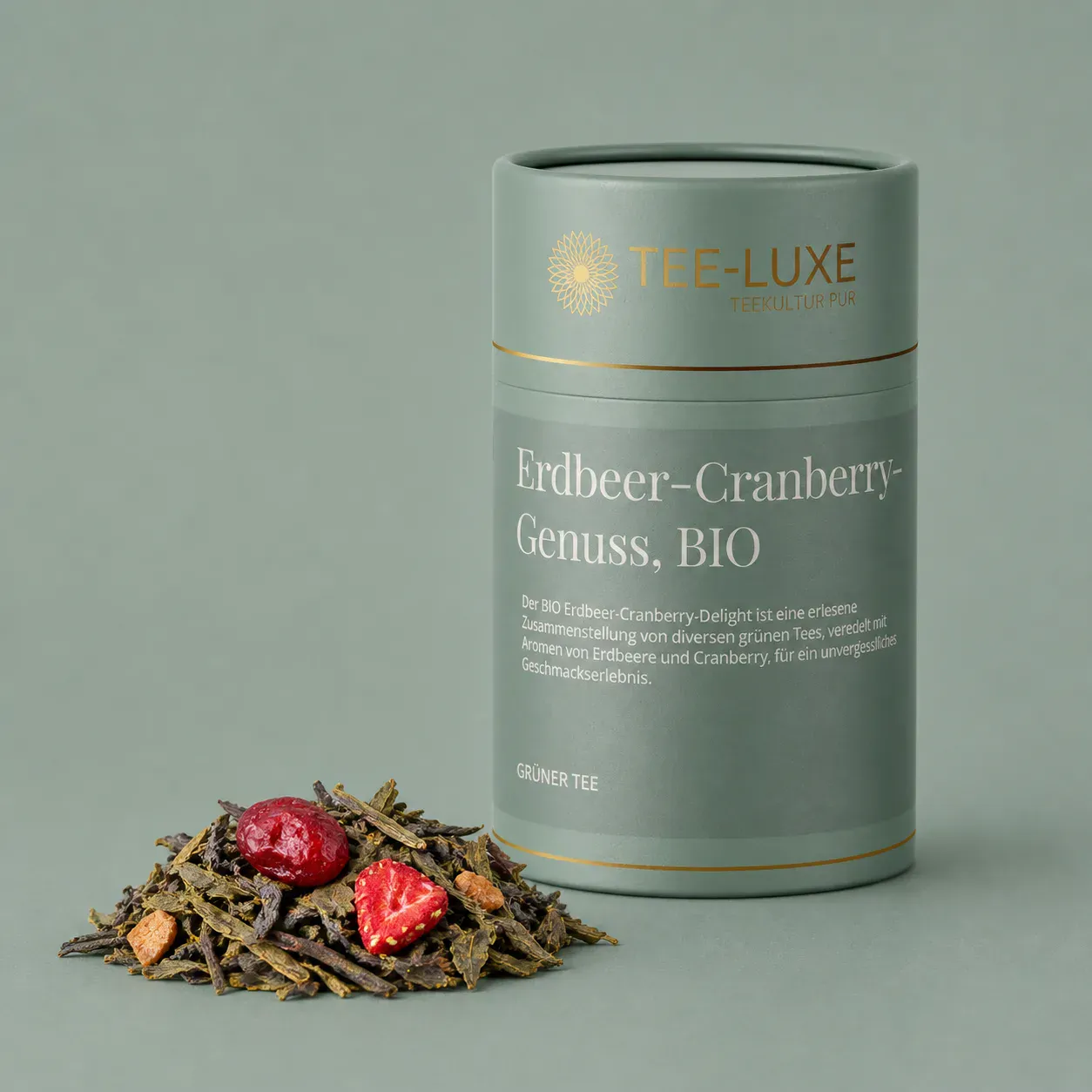 Grüner Tee - Erdbeer-Cranberry-Genuss, BIO - 75 g - Verpackung mit losem Tee