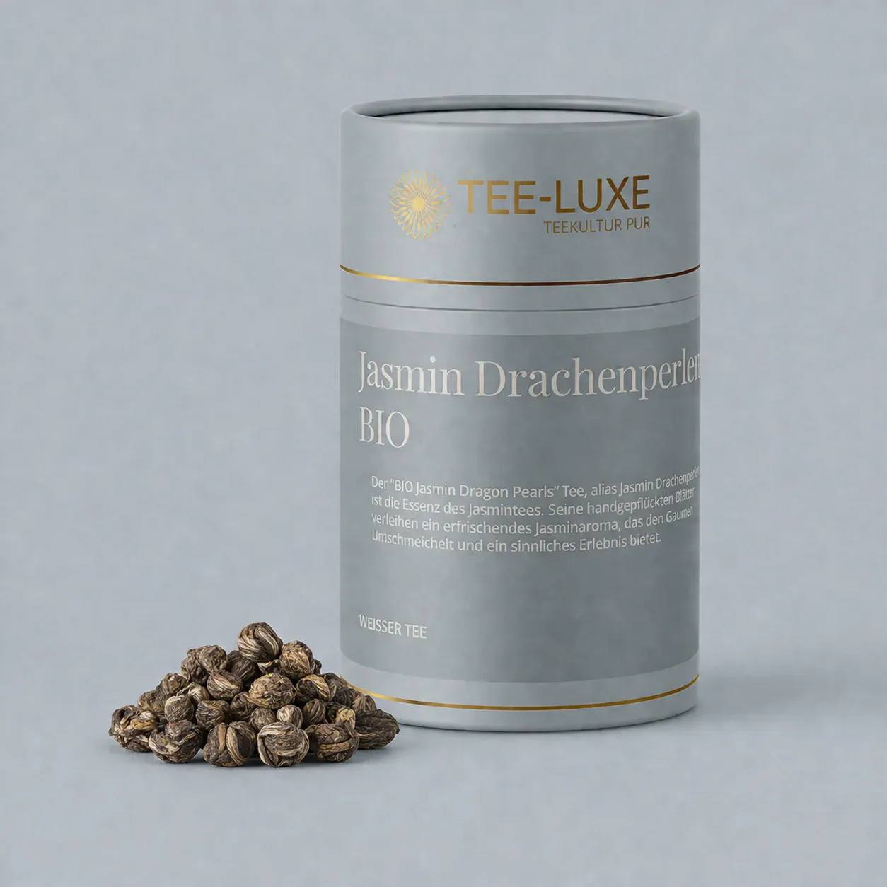 Weisser Tee - Jasmin Drachenperlen, BIO - 140 g - Verpackung mit losem Tee