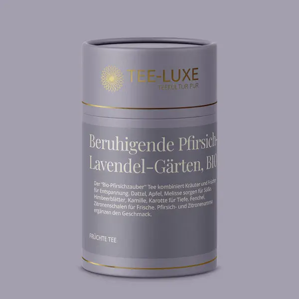 Früchte Tee - Beruhigende Pfirsich-Lavendel-Gärten, BIO - 75 g - Verpackung