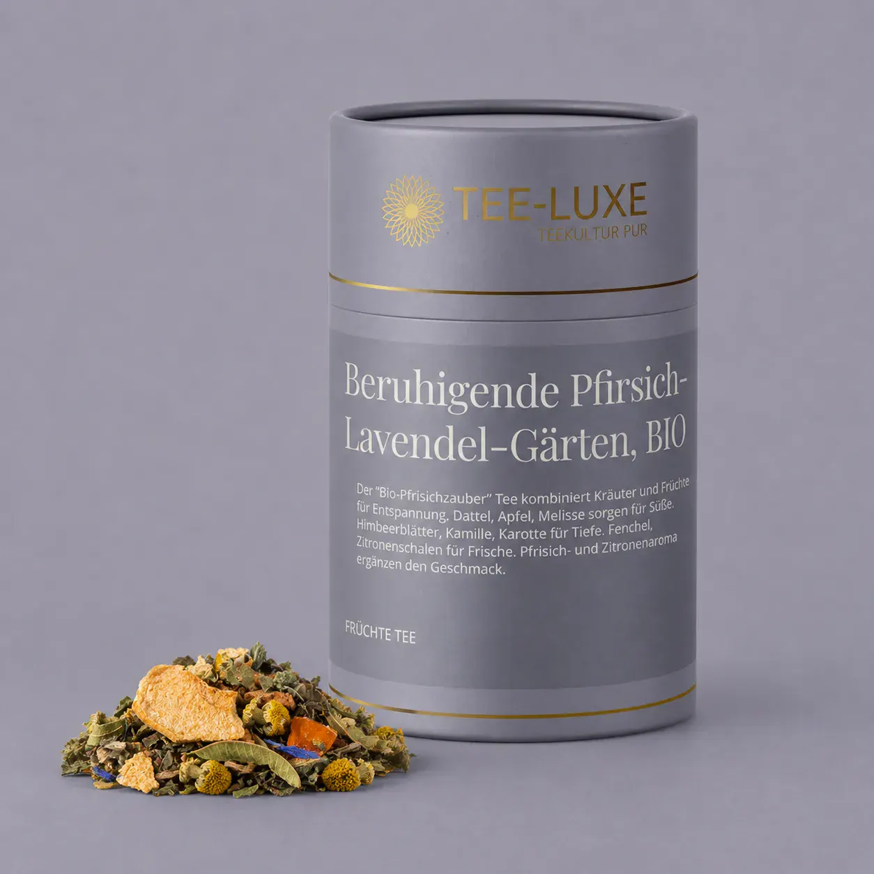 Früchte Tee - Beruhigende Pfirsich-Lavendel-Gärten, BIO - 75 g - Verpackung mit losem Tee