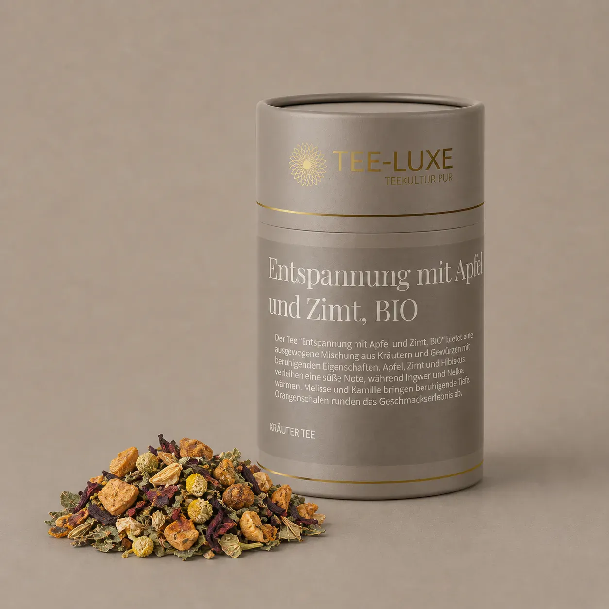 Kräuter Tee - Entspannung mit Apfel und Zimt, BIO - 100 g - Verpackung mit losem Tee