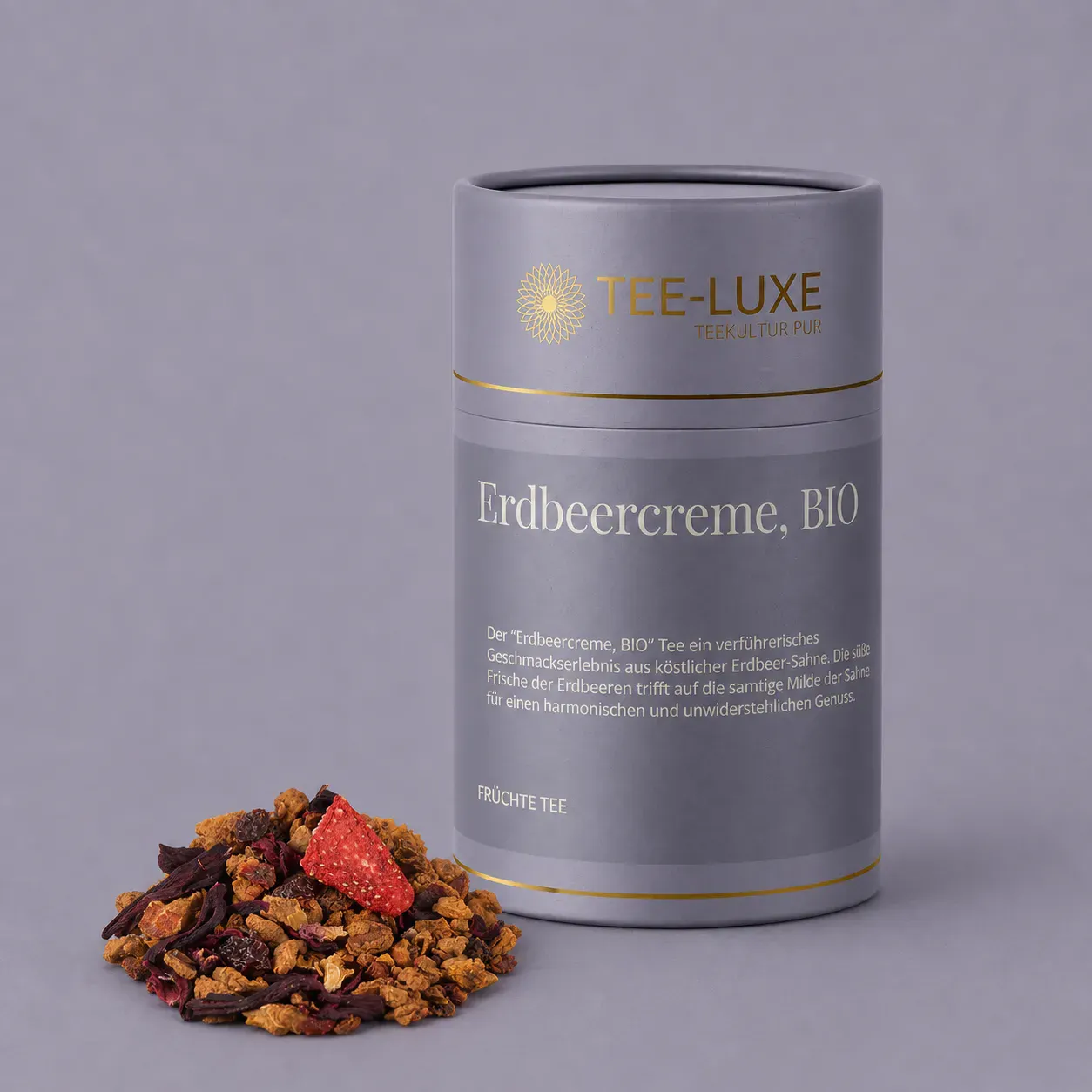 Früchte Tee - Erdbeercreme, BIO - 90 g - Verpackung mit losem Tee