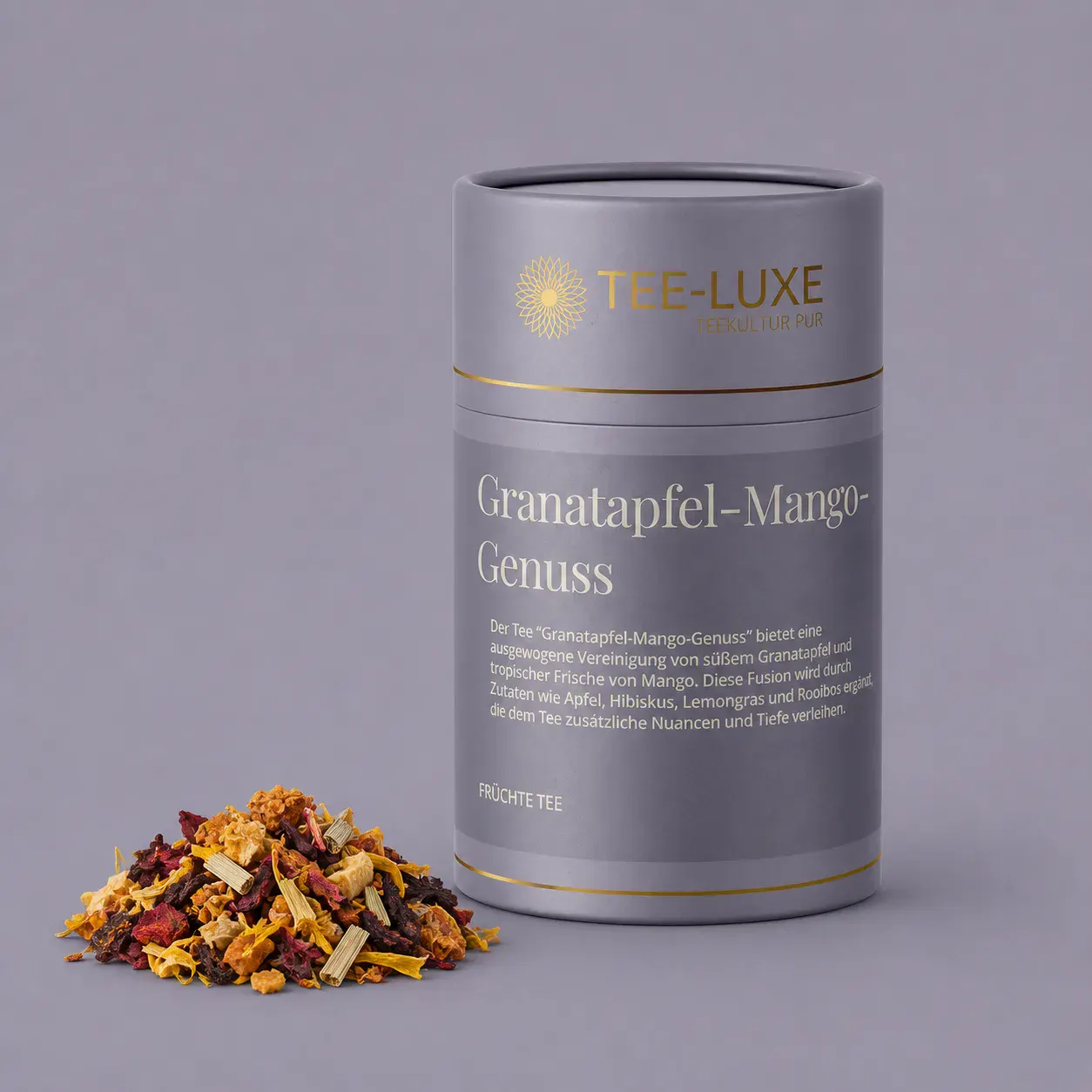 Früchte Tee - Granatapfel-Mango-Genuss - 75 g - Verpackung mit losem Tee