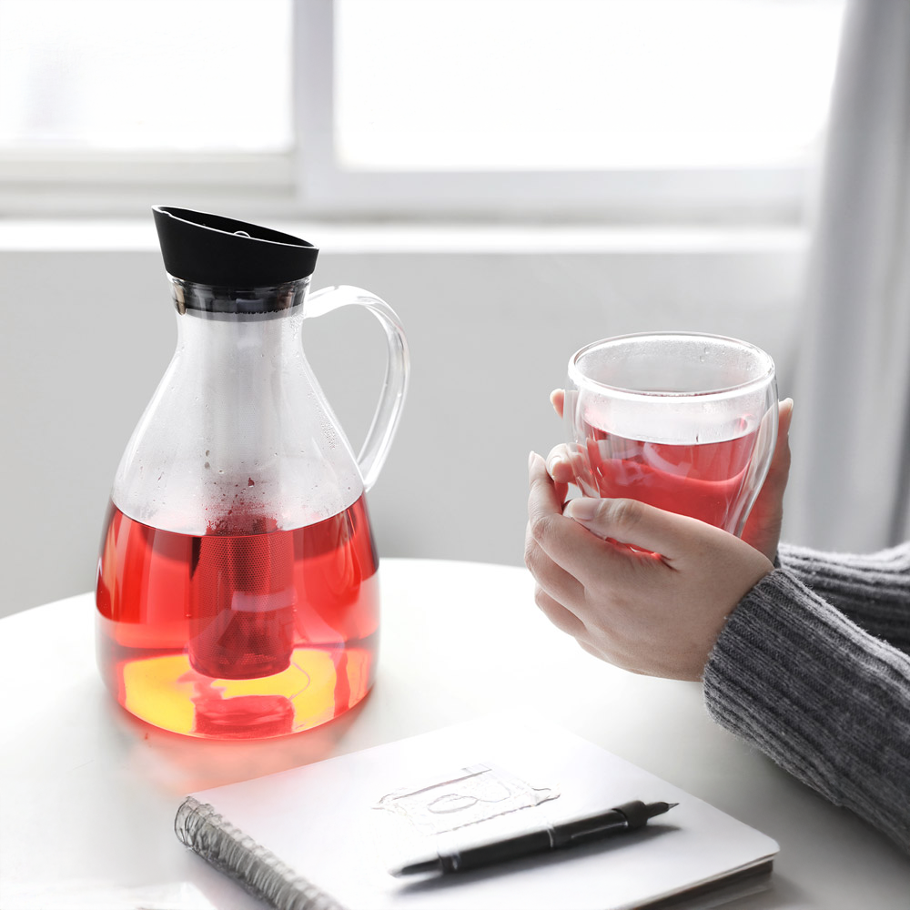Eistee-Glaskaraffe mit integriertem Siebeinsatz, 1400ml – Bild 6