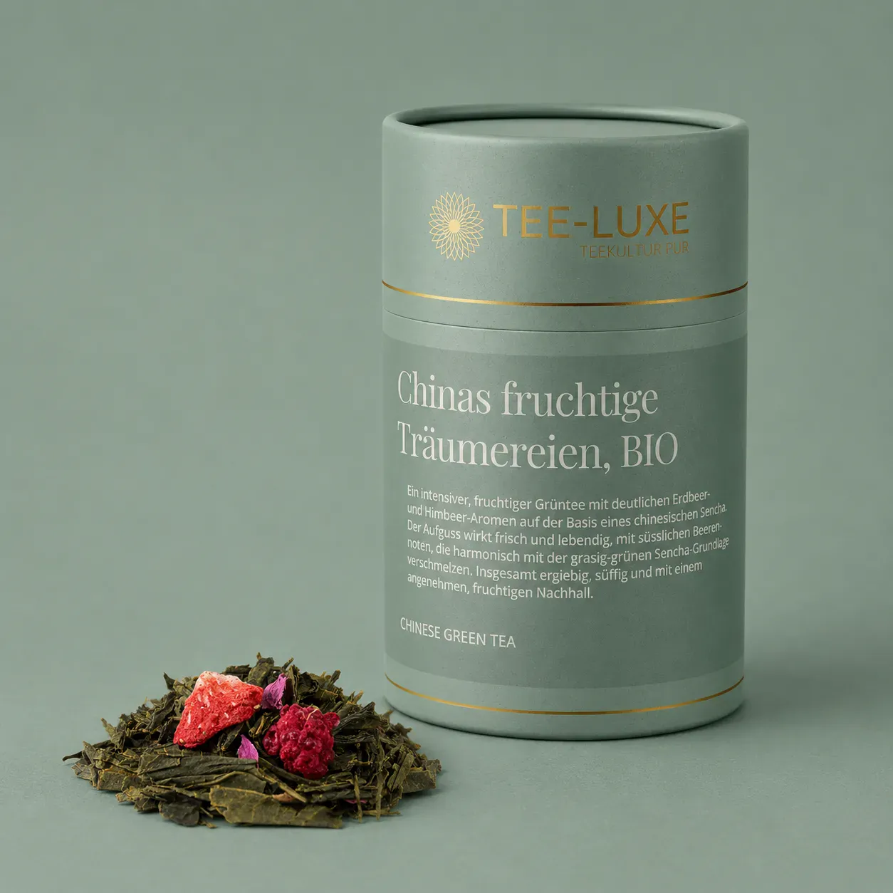 Grüner Tee – Chinas fruchtige Träumereien, BIO – 100 g - Verpackung mit losem Tee