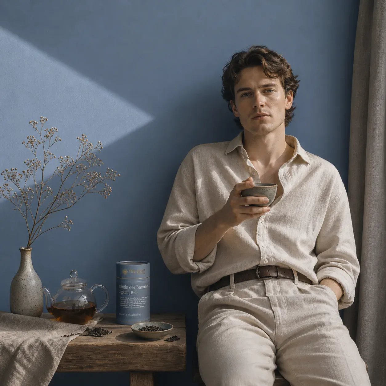 Göttin der Barmherzigkeit Oolong Tee – Lifestyle-Aufnahme mit Tasse und natürlicher Dekoration