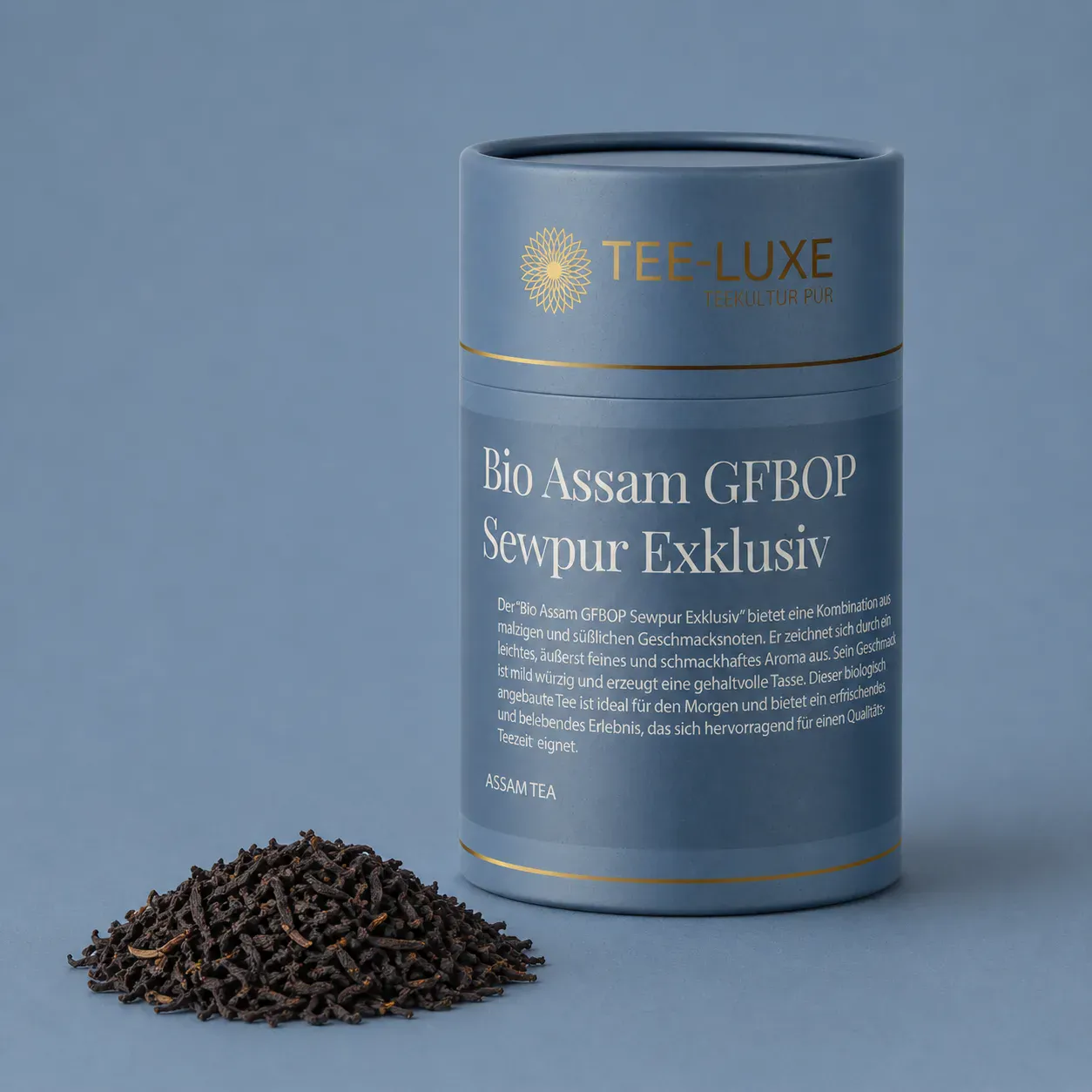 Schwarzer Tee - Bio Assam GFBOP Sewpur Exklusiv - 100 g - Verpackung mit losem Tee