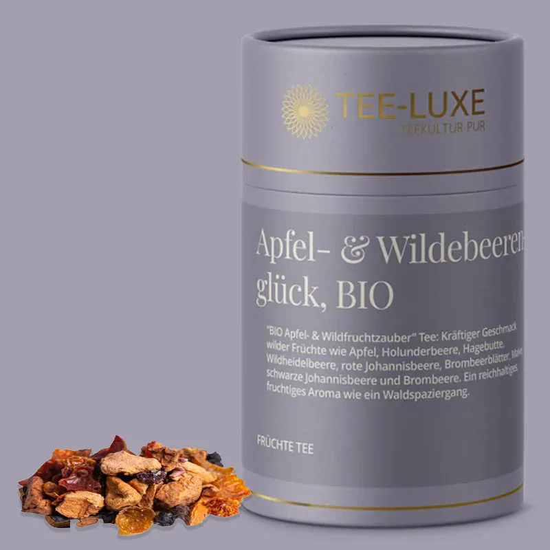 Früchte Tee - Apfel- & Wildebeerenglück, BIO - 110 g - Verpackung mit losem Tee