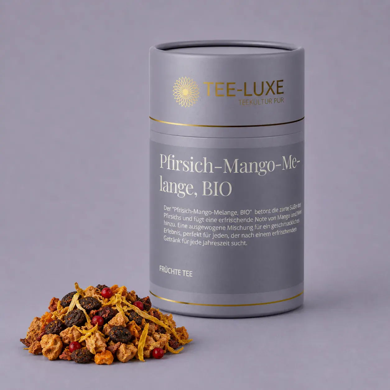 Früchte Tee - Pfirsich-Mango-Melange, BIO - 100 g - Verpackung mit losem Tee