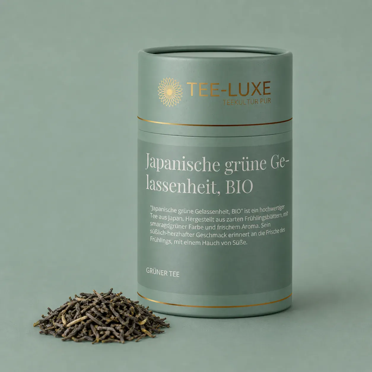 Grüner Tee - Die erhabene Freude des weißen Affen, BIO - 100 g - Verpackung mit losem Tee