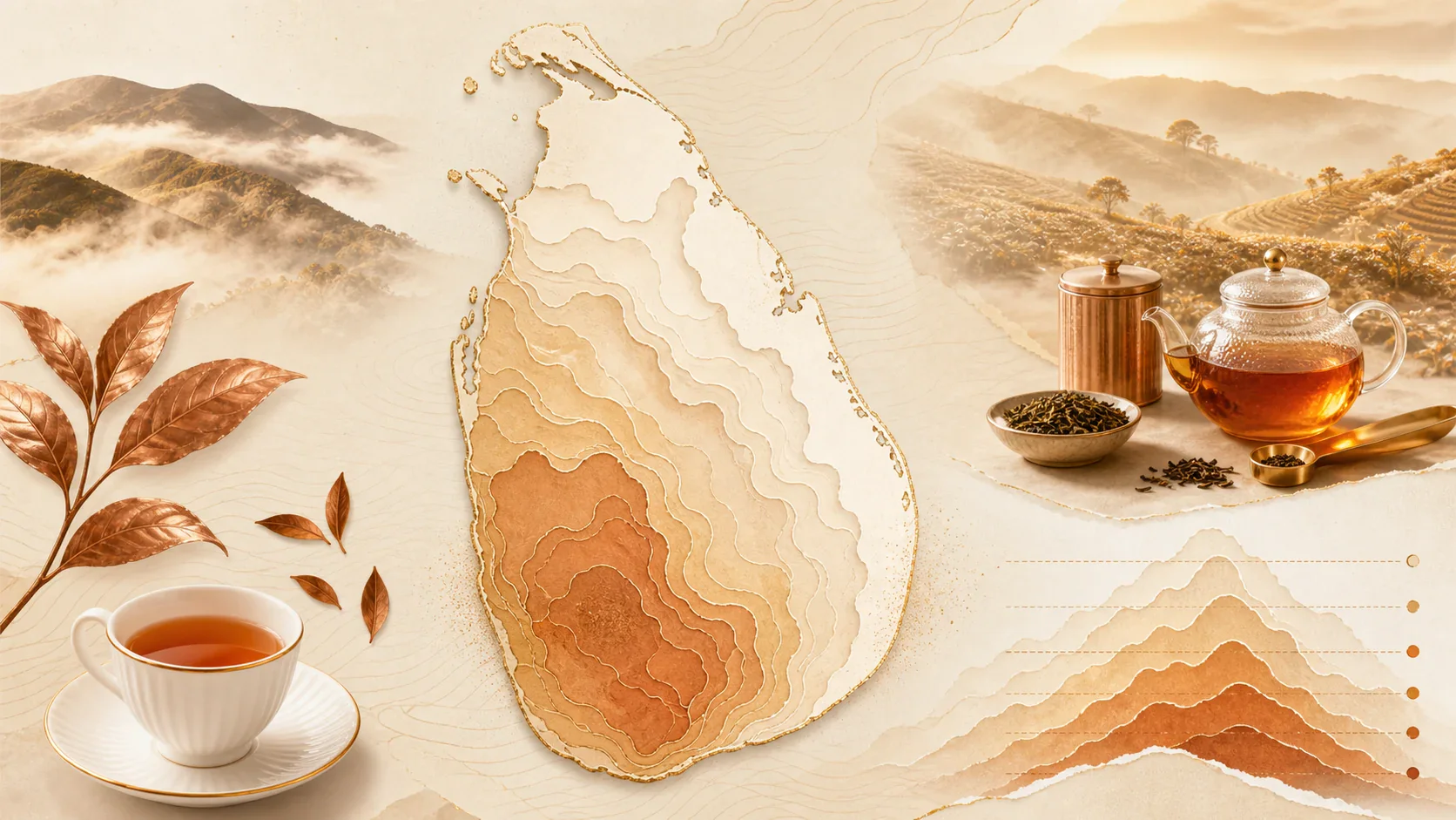 Warme Grafik zur Herkunft von Ceylon Tee aus Sri Lanka
